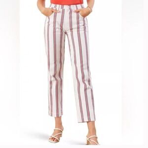 REFORMATION Grenada Stripe White Navy Red ROPER Straight Crop Jeans Size 26